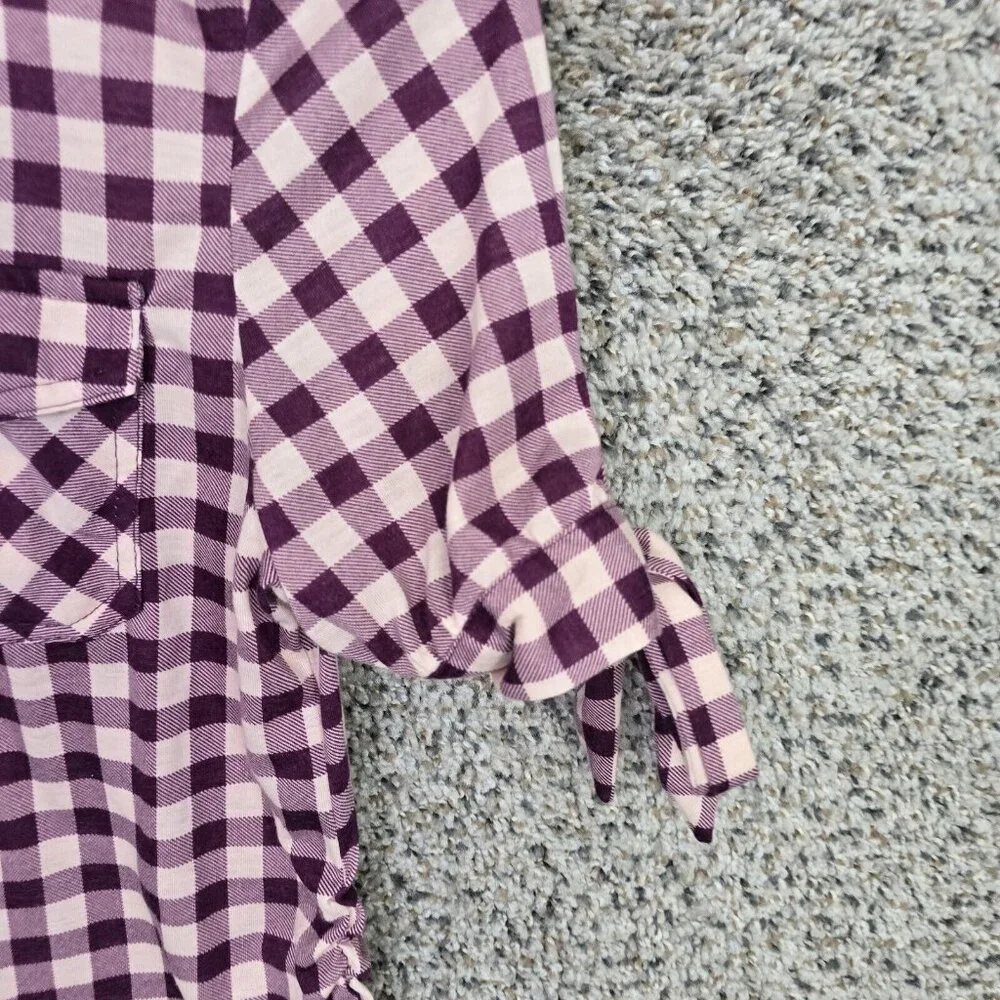Eden &‎ Olivia Maternity Top Womens Small Purple Check Button Up Stretch Casual